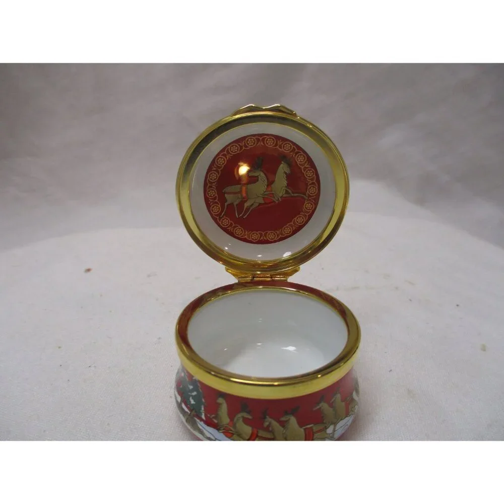 Enamel Box, Halcyon Days, Christmas 2002, Snuff Pill‎ Jewelry Trinket England